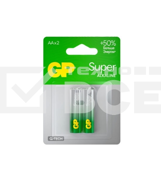 Алкалиновые батарейки GP Super Alkaline G-Tech 15А АA - 2 шт. на блистере