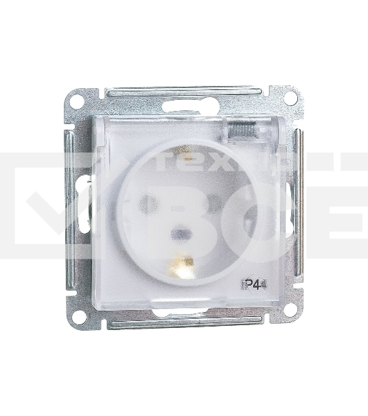 Механизм розетки 1-м СП AtlasDesign AQUA с заземл. защ. шторки с защ. крышкой 16А IP44 белый, SchE ATN440146