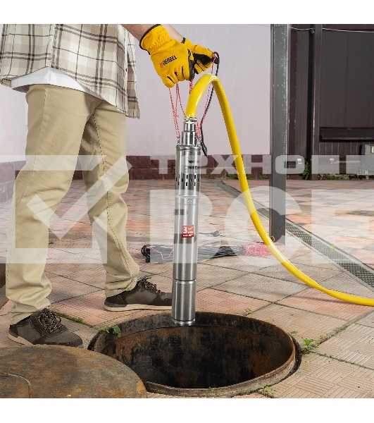 Скважинный насос Denzel DWS-3-75 винтовой, диаметр 3', 500 Вт, 1600 л/ч, напор 75 м