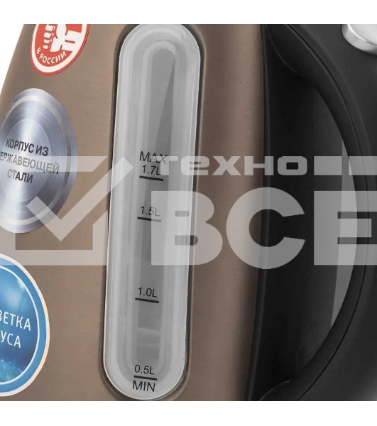 Чайник электрический Vitek VT-7025 (ST) 1850-2200 Вт/Макс объем 1.7 л/Корпус из нерж стали.Скрытый нагр элемент