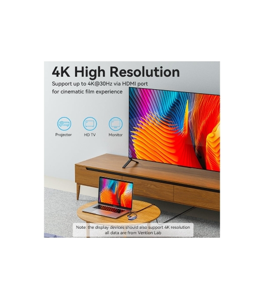 USB-концентратор Vention TOOHB, USB Type-C, USB/HDMI/SD/XD/CF/MS/TF,USB Type-C