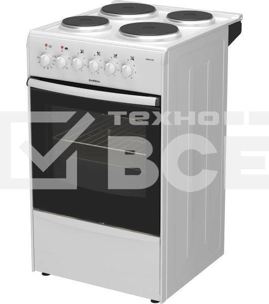 Плита электрическая Darina 1B EM 341 406 W белый/черный, конфорок 4 шт, духовка 50 л, 50 см x 85 см x 56 см