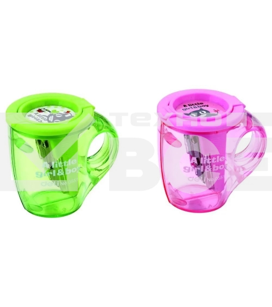 Точилка для карандашей ручная Deli Cup E0551 2 отверстия пластик ассорти дисплей