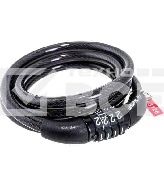 Замок тросовый Зубр Стандарт, кодовый, с неизменяемым кодом, длина троса - 1200мм, d 8мм. 37267-120