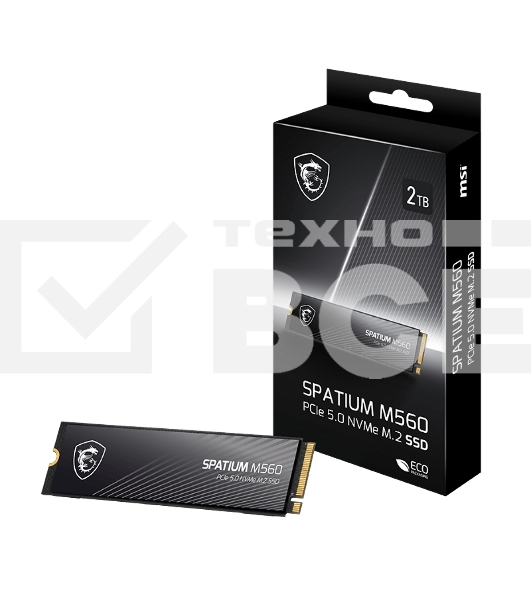 Накопитель SSD MSI M.2 2280 2Tb SPATIUM M560 Client SSD S78-440Q940-P83, PCIe Gen4x4 with NVMe, 3D TLC, R/ W 4900/ 4400