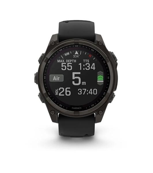 Смарт-часы Garmin Fenix 8 Solar Sapphire 47мм 1.3' корп.серый рем.черный (010-02906-11)