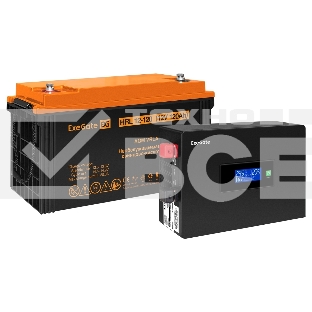 Комплект Источник бесперебойного питания EX295993RUS + батарея 120Aч EX285657RUS 1шт (инвертор, синус, для котла, PF=1, настенный) ExeGate IdealSine SR-1000.LCD.2SH <1000VA/1000W, чистая синусоида, цветной LCD-дисплей, 2*Schuko, крепление настенное, Black