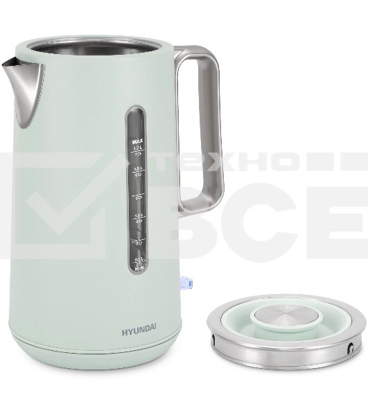 Чайник электрический Hyundai HYK-S9999 1.7л. 2200Вт светло-зеленый/серебристый корпус: металл