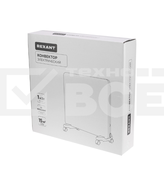 Конвектор Rexant 60-0093 белый, 1000 Вт, 15 м2, термостат