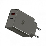 Сетевое зарядное устройство BQ Charger 38W2A01 (2 ports Type-C + USB, PD 20W+QC3.0 18W, 38W total) серый, фото 1