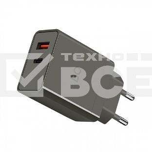 Зарядное устройство BQ Charger 38W2A01 (2 ports Type-C + USB, PD 20W+QC3.0 18W, 38W total) серый