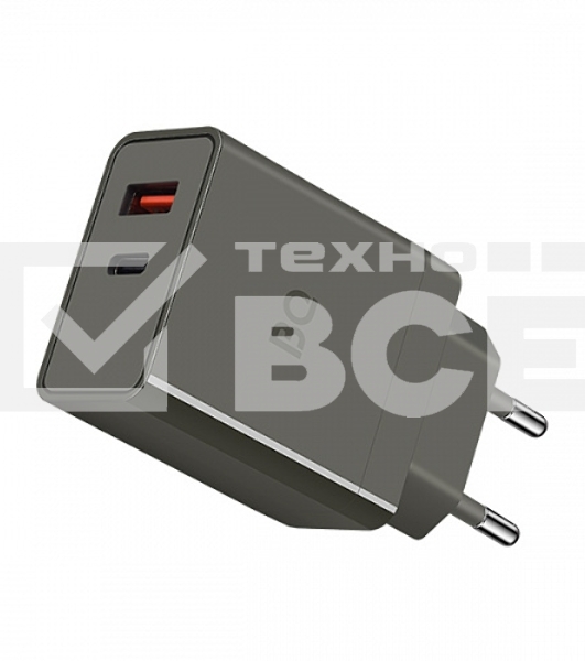 Зарядное устройство BQ Charger 38W2A01 (2 ports Type-C + USB, PD 20W+QC3.0 18W, 38W total) серый