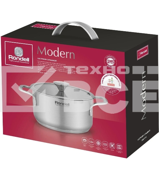 Кастрюля Rondell Modern RDS-1746, 2л, 18см, с крышкой, стальной