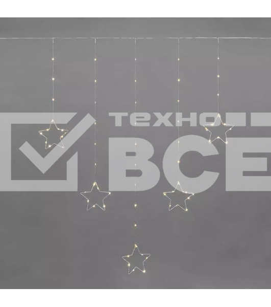 Гирлянда светодиодный занавес из росы с фигурами звезд Neon-Night 315-846 IP20 USB + пульт управления тепл. бел.