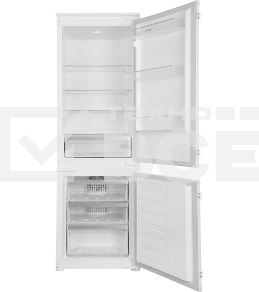 Встраиваемый холодильник Hotpoint HBH 18 белый двухкамерный 193/69л морозилка снизу