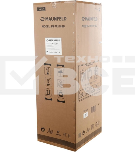 Морозильная камера Maunfeld MFFR170SB, черный, 206л, 4 ящика, 2 полки