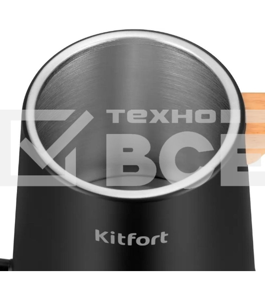 Чайник электрический Kitfort КТ-6726 1л. 1200Вт черный/дерево корпус: нерж.сталь/пластик
