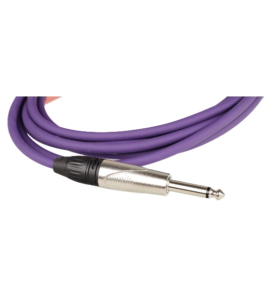 Кабель гитарный FORCE FGC-09/3 VT1/4' TS Jack - 1/4' TS Jack, высококачественный, малошумящий с проводниками из безкислородной меди OFC, диаметр 6 мм, профессиональные металлические разъемы, длина 3 м, цвет фиолетовый
