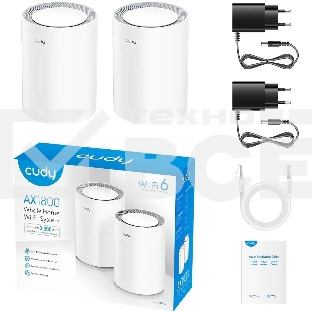 Бесшовный Mesh роутер Cudy M1800 (M1800 2-PACK) AX1800 10/100/1000BASE-TX/Wi-Fi белый (упак.:2шт)