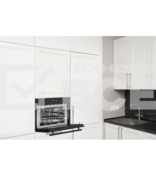 Духовой шкаф компактный встраиваемый с СВЧ Weissgauff OE 446 Black Edition чёрный