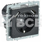 Розетка 1-местная IEK BRITE РЮш10-1-БрЧ (BR-R14-16-U21-D21-K02) 16А, с USB A+A 2.1А, с заземлением с защитными шторками, чёрный, фото 1