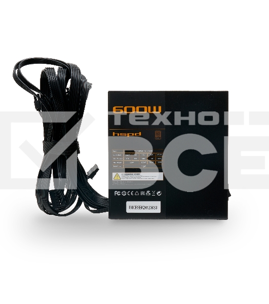 Блок питания Power Supply HSPD, 600W 80+ Bronze (ATX, 2.31, Semi-modular, 1x24(20+4)pin 550mm, 1xCPU*2 8(4+4)pin 600+150mm, 1xPCIe*2 8(6+2)pin 500+150mm, 2xSATA*3 400+150+150mm, 1xMOLEX4pin*3+FDD 400+150+150+150mm, Active, 120x120mm, 150x140x86mm, APFC, O