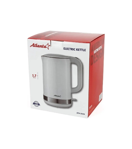 Чайник электрический Atlanta ATH-2450 (белый) 1,7л, нержавейка, двухстенный