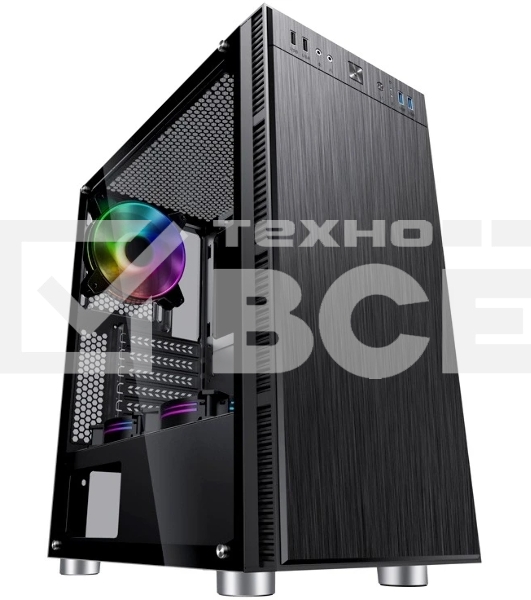 Компьютерный корпус Accord 3407 черный без БП ATX 2xUSB 2.0 2xUSB 3.0 audio bott PSU