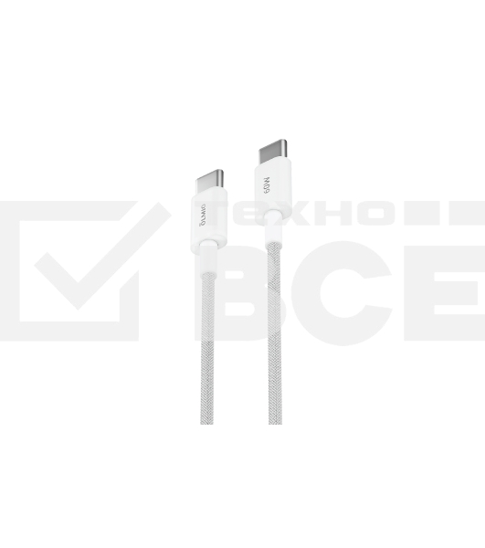 Кабель OLMIO SIMPLE, Type-C - Type-C, 60W 3A, 1.2м, тканевая оплетка, белый