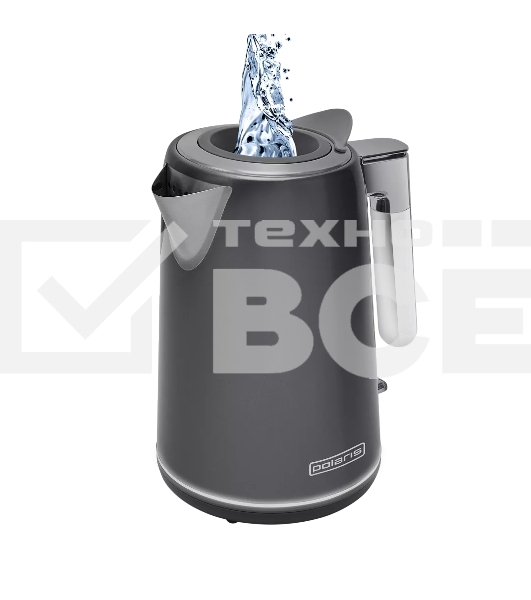 Чайник электрический Polaris PWK-1746СA серый, 1,7л, ВЕРХ. ЗАЛИВ, нерж.