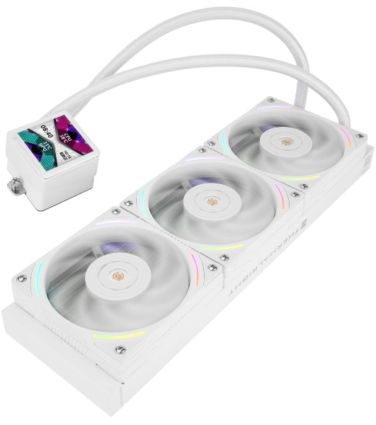 Система жидкостного охлаждения Thermalright Frozen Vision 360 V2 (360мм, LED, White, ARGB/Fans: 3x120мм, 69CFM, 27dBA, 2150RPM/Pump height 60мм, 23dBA, 3000RPM, Rad thickness 27мм/S: 1700, 1200, 1851, 115X, 2011, 2066, AM5, AM4)