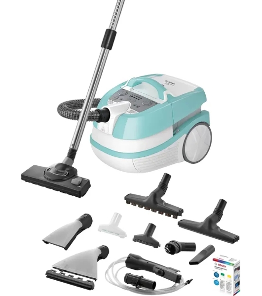 Пылесос Bosch BWD420HYG голубой, 2000 Вт, уборка сухая/влажная, пылесборник контейнер 3,5 л