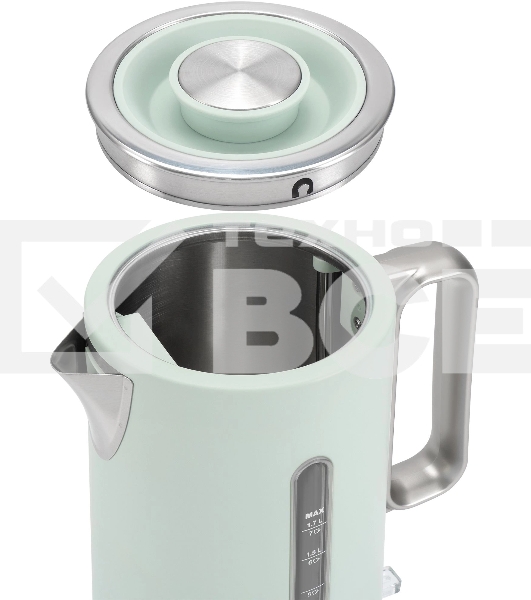 Чайник электрический Hyundai HYK-S9999 1.7л. 2200Вт светло-зеленый/серебристый корпус: металл