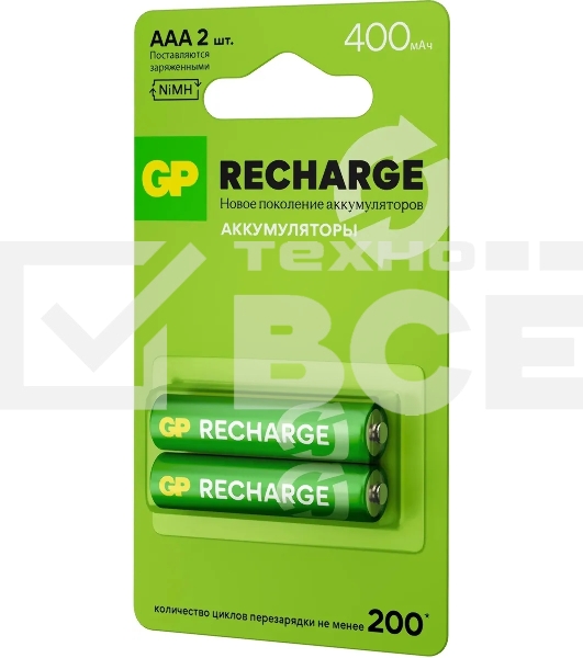 Аккумулятор GP Smart Energy 40AAAHCV-2CRSBC2 AAA NiMH 400mAh (2шт)