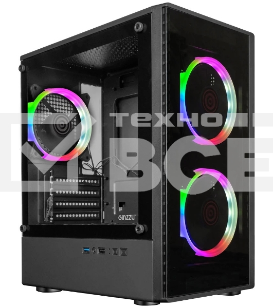 Компьютерный корпус Ginzzu CL406 mATX FAN 3*12 FRGb (12RR4)