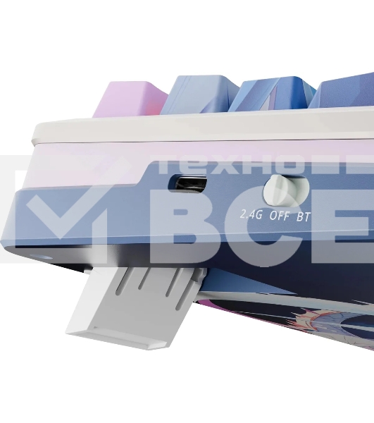 Клавиатура Redragon Flekact Pro гибридная, USB Type-A, Bluetooth, радиоканал, фиолетовый