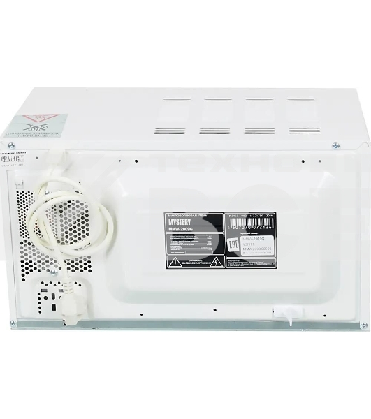 Микроволновая печь Mystery MMW-2009G белый, 20 л, 700 Вт, переключатели - поворотный механизм