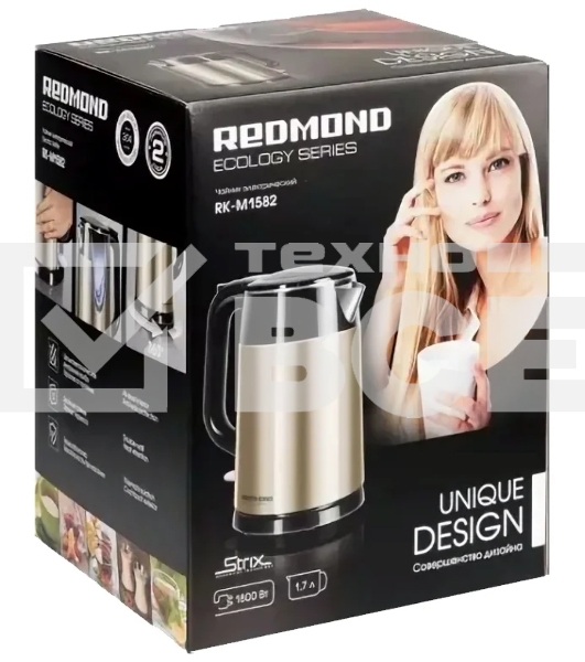 Чайник электрический Redmond RK-M1582 1.7л. 1800Вт золотистый/черный (корпус: нержавеющая сталь)