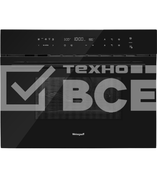 Духовой шкаф компактный встраиваемый с СВЧ Weissgauff OE 446 Black Edition чёрный