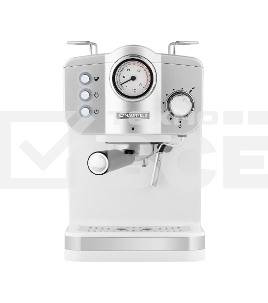 Кофеварка рожковая Maunfeld MF-735WH PRO белый, исп. кофе - молотый, 1.25 л, 1100 Вт, 15 Бар