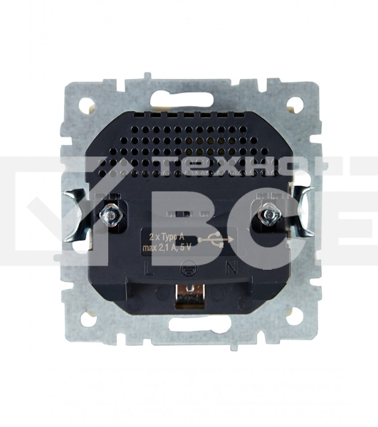 Розетка 1-местная IEK BRITE РЮш10-1-БрКр 16А, с USB A+A 2.1А, с заземлением с защитными шторками, бежевый
