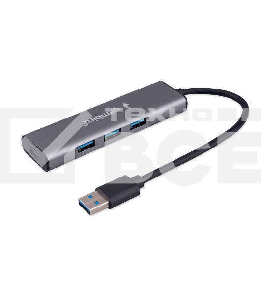 Разветвитель USB3.1 Gembird UHB-U3P7-01, 7хUSB, с доп.питанием (порт Type-C), кабель USB 19см, алюминий, коробка