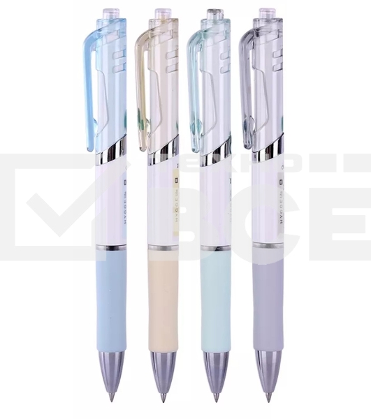 Ручка гелевая автоматическая Deli S11 ассорти, d=0.5мм, черные чернила, резиновая манжета