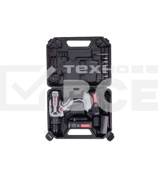 Дрель-шуруповерт аккумуляторная Ресанта ДА-18-2ЛК-У 75/14/6, Аккумуляторная, 18В, 2 АКБ, Ударная, Кейс
