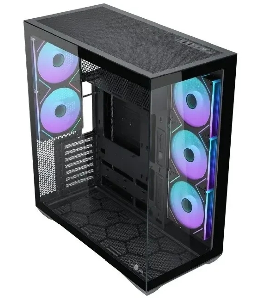 Корпус ATX Eurocase M4801 black, без БП, закаленное стекло 2 стороны