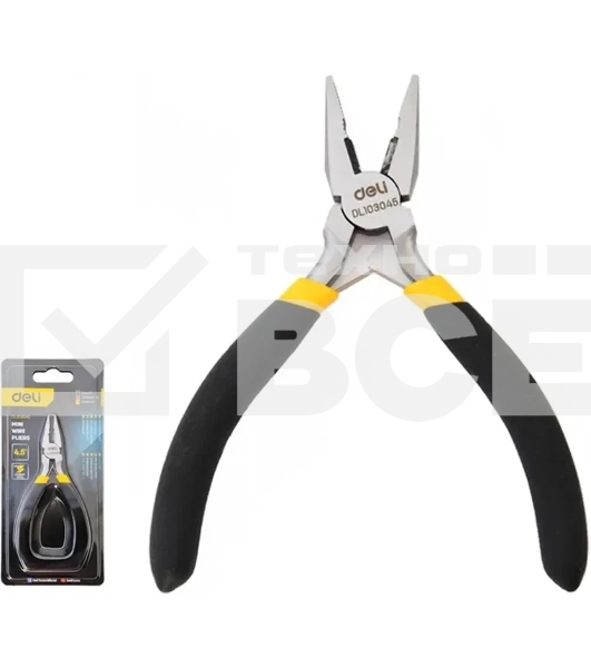 Мини-плоскогубцы Deli DL103045 115 мм, прорезиненная рукоять