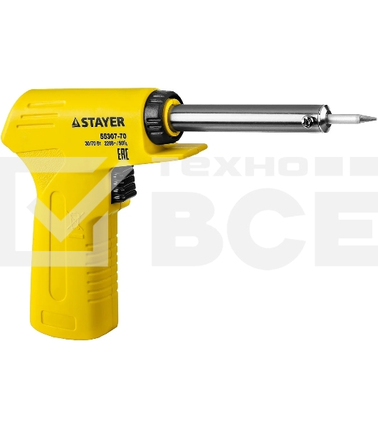 Паяльник STAYER 55307-70 master с пистолетной пластмассовой рукояткой 30 - 70Вт конус