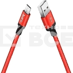 Кабель HOCO X14 красный/черный HC-62851, USB - microUSB, 1m, 2A, Нейлон, фото2