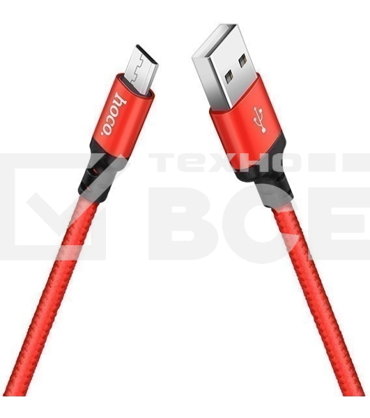 Кабель HOCO X14 красный/черный HC-62851, USB - microUSB, 1m, 2A, Нейлон