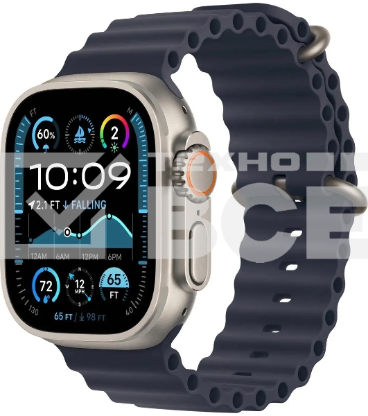 Смарт-часы Apple Watch Ultra 2 2024 A2986 49мм OLED корп.титан Ocean band рем.синий разм.брасл.:130-200мм